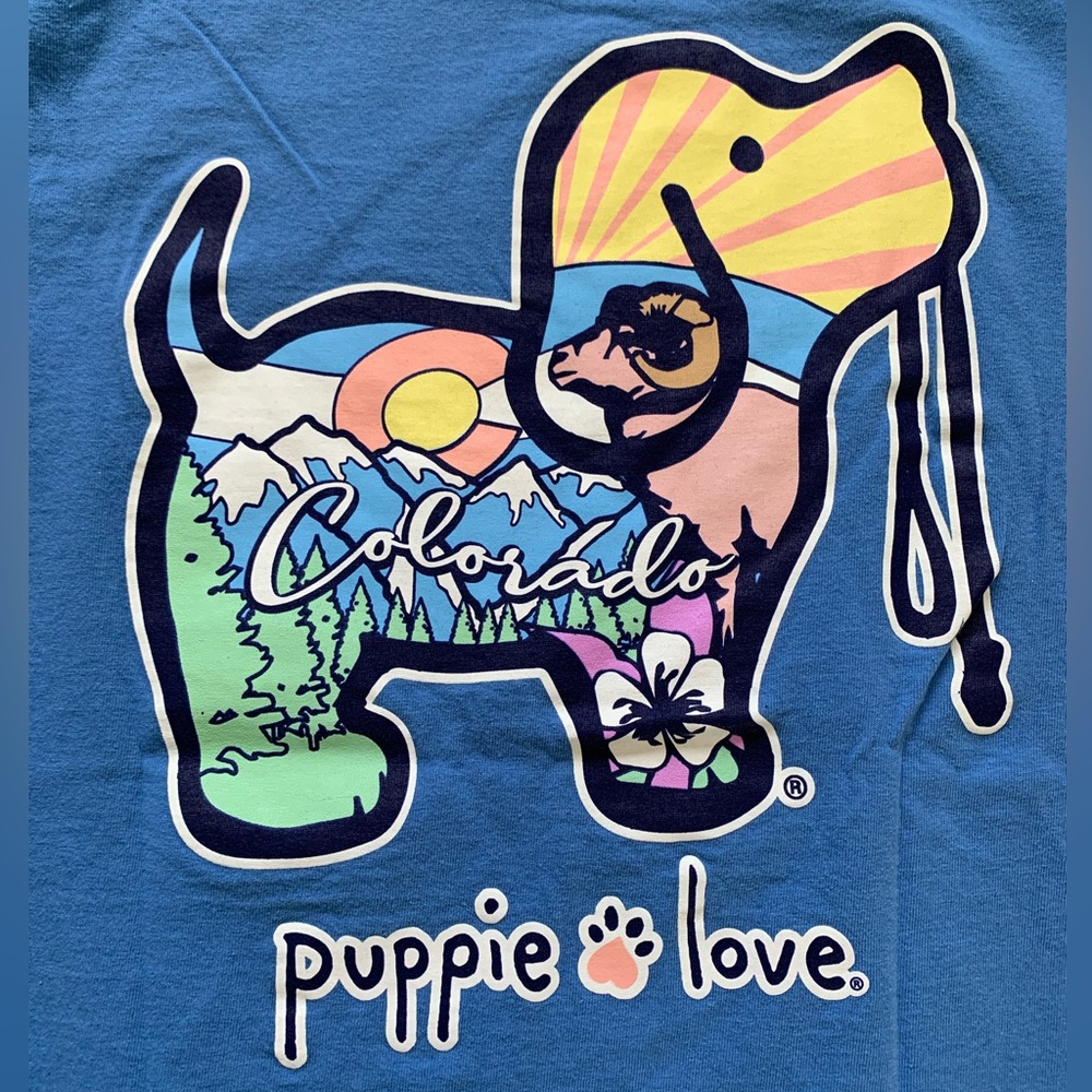 Blue Puppie Love Rescue Colorado Tshirt Size S